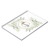 Elegant Waterverf Greenery Monogram Name Notitieboek (Linkerzijde)
