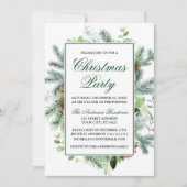 Elegant Waterverf Greenery Pine Kerstparty Kaart (Voorkant)