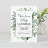 Elegant Waterverf Greenery Pine Kerstparty Kaart (Staand voorkant)