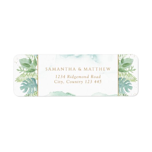 Elegant Waterverf Greenery Return Address Label (Voorkant)