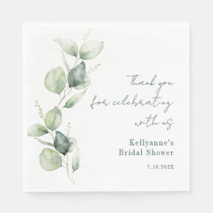 Elegant Waterverf Greenery Script Vrijgezellenfees Servet