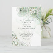Elegant Waterverf Greenery Wedding Invitation Kaart (Staand voorkant)