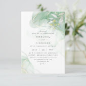 Elegant Waterverf Greenery Wedding Invitation Kaart (Staand voorkant)