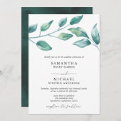 Elegant Waterverf Greenery Wedding Kaart (Voorkant / Achterkant)