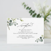 Elegant Waterverf Greenery Wedding Reception Informatiekaartje (Staand voorkant)