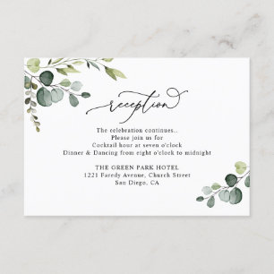 Elegant Waterverf Greenery Wedding Reception Informatiekaartje