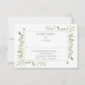 Elegant Waterverf Greenery Wedding RSVP Kaartje (Voorkant)