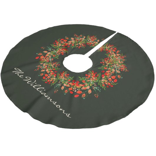 Elegant Waterverf Greenery Wreath Rustic Custom Kerstboom Rok (Gekanteld)