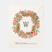Elegant Waterverf Greenery Wreator Monogram Custom Fleece Deken (Voorkant)