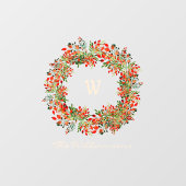 Elegant Waterverf Greenery Wreator Monogram Custom Raamsticker (Vel)