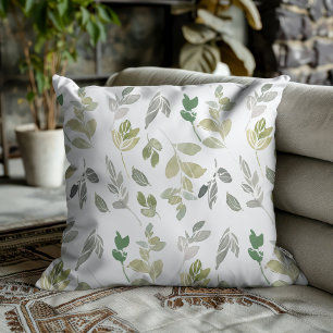 Elegant Waterverf Groen Blad Patroon  Kussen
