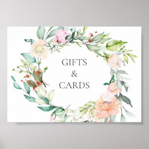 Elegant Waterverf Groene Bloemige Trouwtekstbord Poster