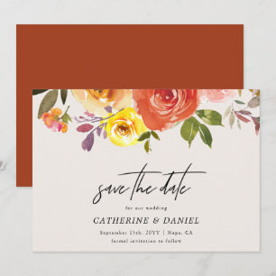 Elegant Waterverf herfst Floral Script Wedding Save The Date