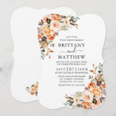 Elegant Waterverf herfst Floral Wedding Kaart (Voorkant / Achterkant)