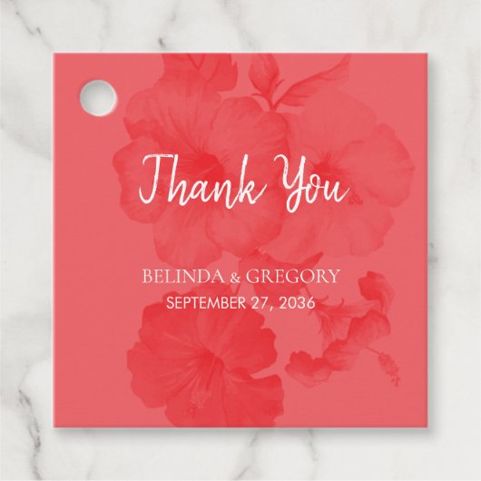 Elegant Waterverf Hibiscus Wedding Gift Bedankjes Labels (Voorkant)