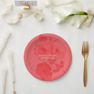 Elegant Waterverf Hibiscus Wedding Papieren Bordje