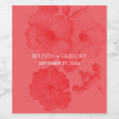 Elegant Waterverf Hibiscus Wedding Wijn Etiket (Enkel label)