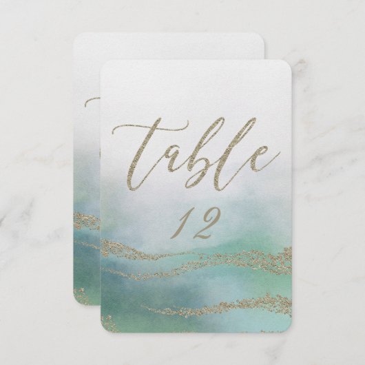 Elegant Waterverf in Ocean Wedding Table Numbers Kaart (Voorkant / Achterkant)