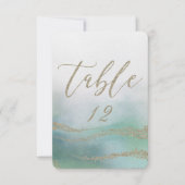 Elegant Waterverf in Ocean Wedding Table Numbers Kaart (Voorkant)