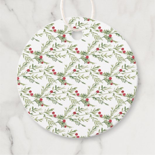 Elegant waterverf Kerst Bloemcadeau Bedankjes Labels (Voorkant)