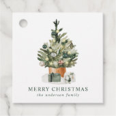 Elegant Waterverf kerstboom Bedankjes Labels (Voorkant)