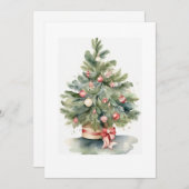 Elegant Waterverf kerstboom Feestdagenkaart (Voorkant / Achterkant)