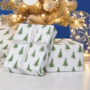 Elegant Waterverf Kerstboom Inpakpapier
