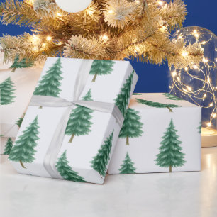 Elegant Waterverf Kerstboom Inpakpapier