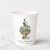 Elegant Waterverf kerstboom Papieren Bekers (Achterkant)