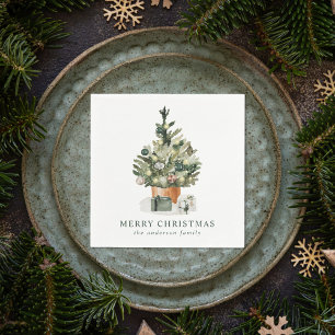 Elegant Waterverf kerstboom Servet