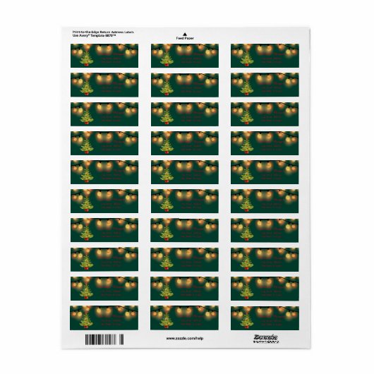 Elegant Waterverf kerstboom, String Lights Etiket (Full Sheet)