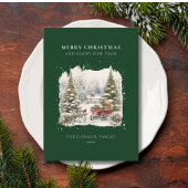 Elegant Waterverf Kerstboombos Feestdagenkaart