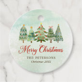 Elegant Waterverf kerstboomfeest Bedankjes Labels (Voorkant)