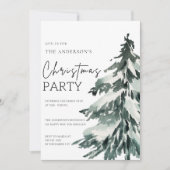 Elegant Waterverf kerstboomfeest Kaart (Voorkant)