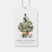 Elegant Waterverf kerstboomvakantie Cadeaulabel (Voorkant)
