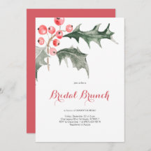Elegant Waterverf Kerstmis Holly Bridal Brunch