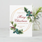 Elegant Waterverf Kerstmis Pine Cone Greep Feestdagenkaart (Staand voorkant)