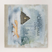 Elegant Waterverf kersttypografie Keepomwille Legpuzzel (Horizontaal)