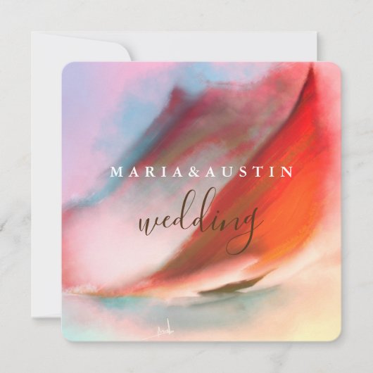 Elegant Waterverf Landschap Rode Bourgogne Weddens Kaart (Voorkant)