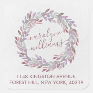 Elegant Waterverf Laurel WreatReturn Address Vierkante Sticker