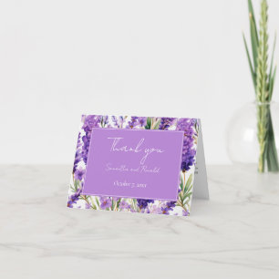 Elegant Waterverf Lavender Flowers Wedding Bedankkaart