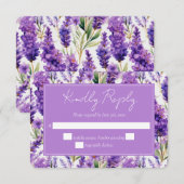 Elegant Waterverf Lavender Flowers Wedding RSVP Kaartje (Voorkant / Achterkant)