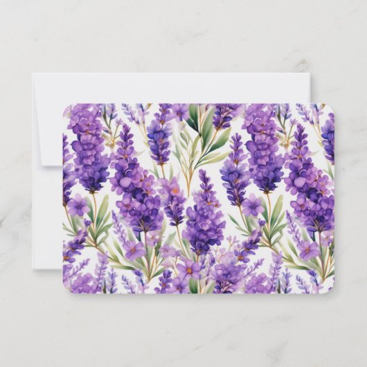 Elegant Waterverf Lavender Flowers Wedding RSVP Kaartje (Achterkant)