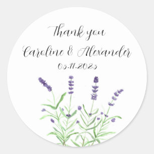 Elegant Waterverf Lavender Herbs Floral Wedding C Ronde Sticker
