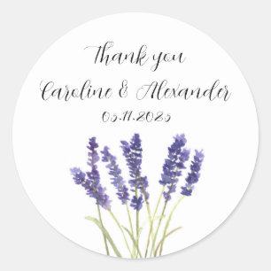 Elegant Waterverf Lavender Herbs Floral Wedding Ronde Sticker