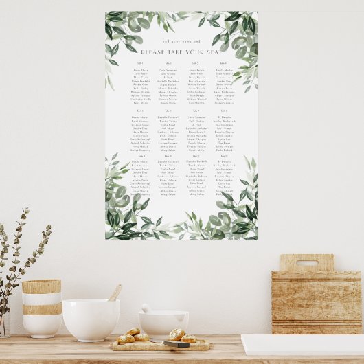 Elegant waterverf leaf botanicals hunter groen poster (Keuken)