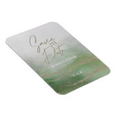 Elegant Waterverf Leaf Green & Gold Save the Date Magneet (Rechterzijde)