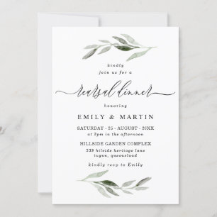 Elegant Waterverf Leaf Spring Rehearsal Dinner Kaart
