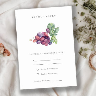 Elegant Waterverf Leafy Grape Foliage Wedding RSVP Kaartje
