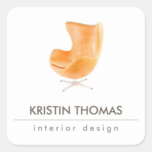 Elegant Waterverf Leather Chairman interior Design Vierkante Sticker